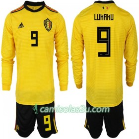 Camisolas de Futebol Bélgica LURARU 9 Criança Equipamento Alternativa Copa do Mundo 2018 Manga Comprida
